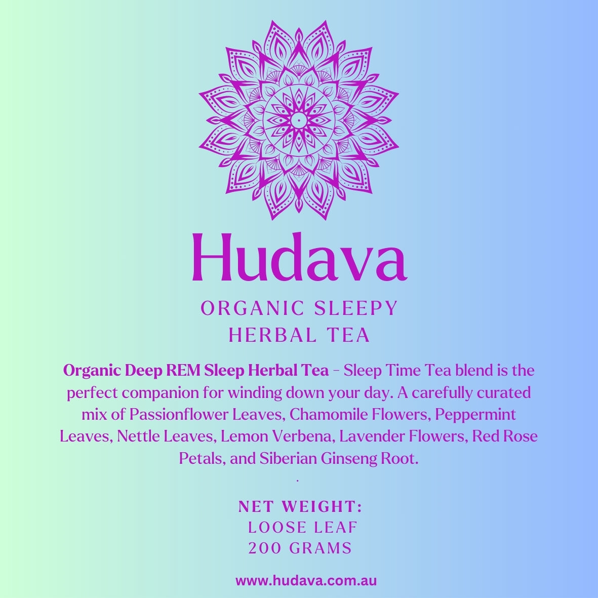 Hudava Organic Sleepy Tea - 200g Loose Leaf